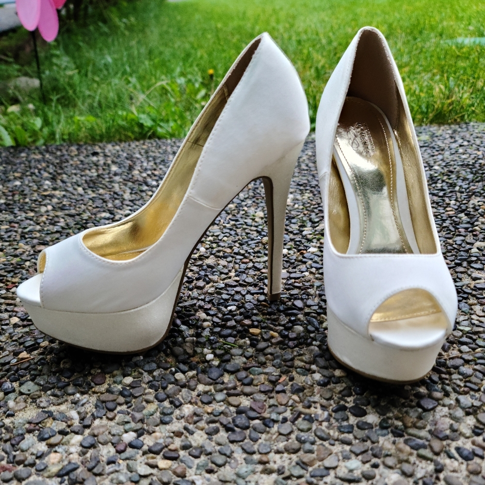 Wedding peep toe platforms